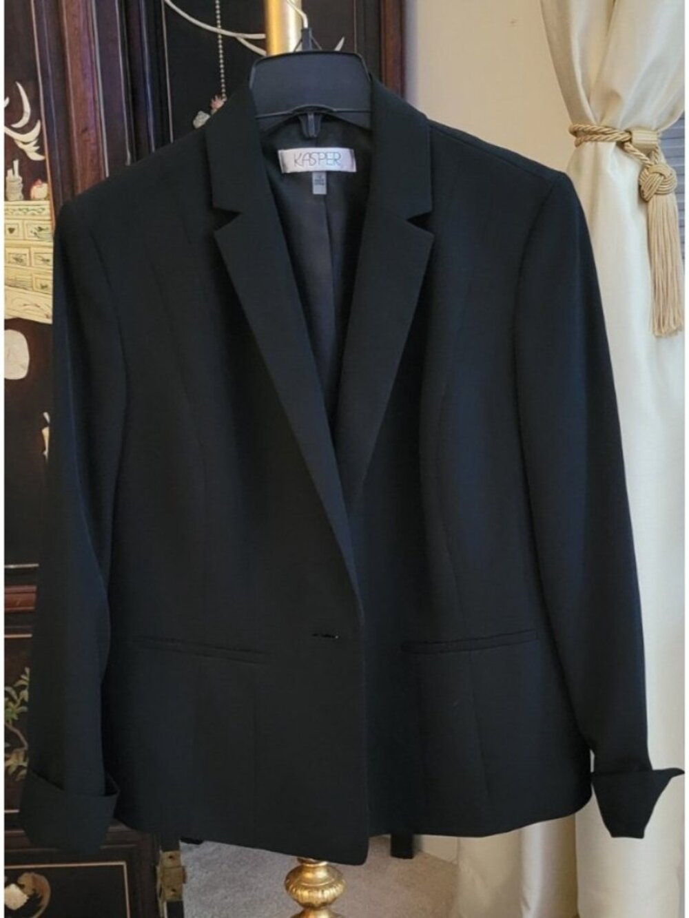 Kasper Women’s Black Tailored Blazer Sz 12 Single Button Career Jacket